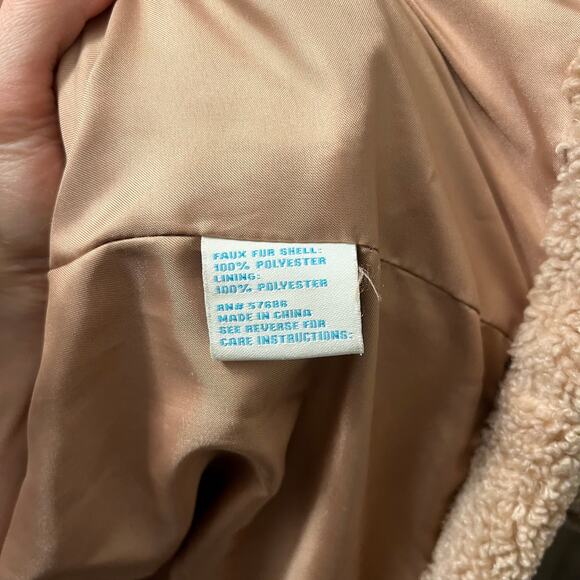 C&C California Faux Shearling Moto Jacket Women Small Tan Teddy Sherpa Zip Coat - Picture 6 of 6